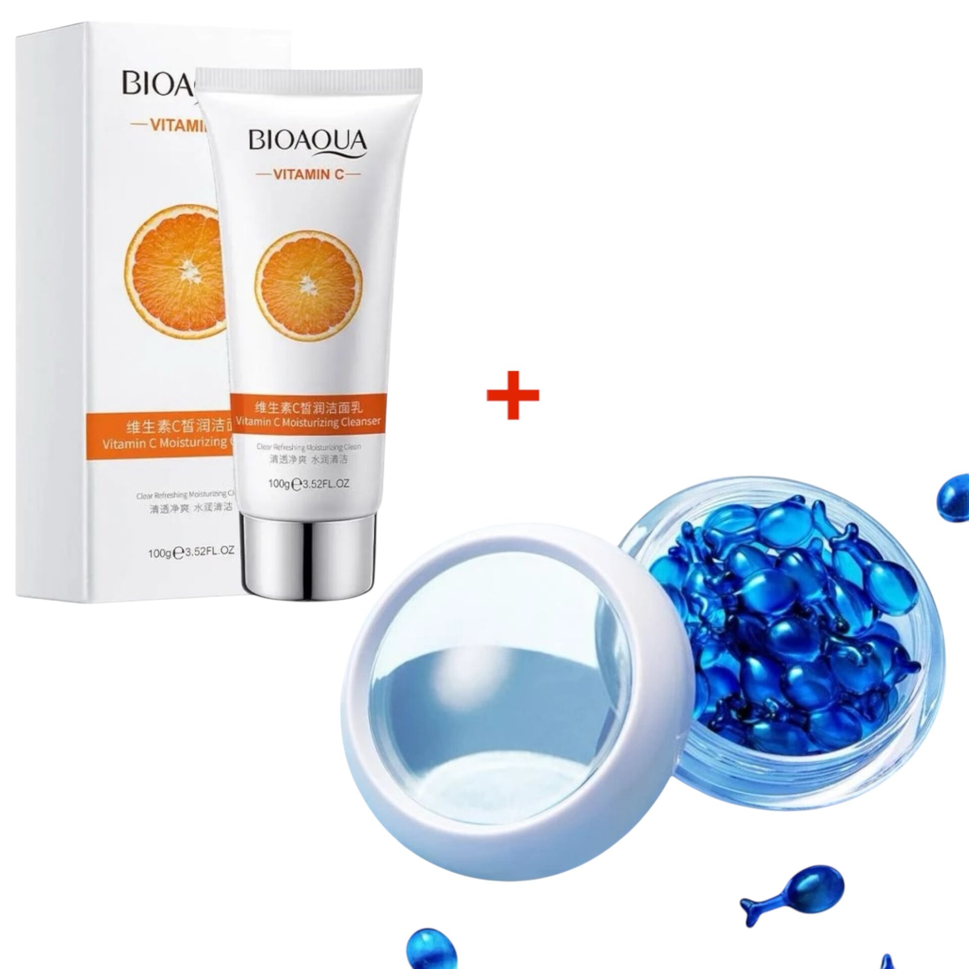 Концентрат в капсулах Lillu Ласточкино гнездо + Пенка для умывания Bioaqua Vitamin C