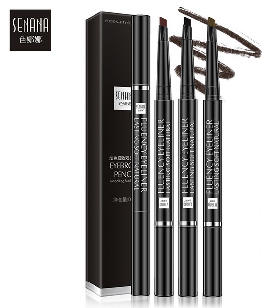 Карандаш для бровей Senana Colorful and Detailed Double Eyebrow Pen (Чёрный)