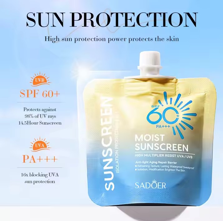 Солнцезащитный крем высокой мощности SPF 60+ PA+++, Sadoer